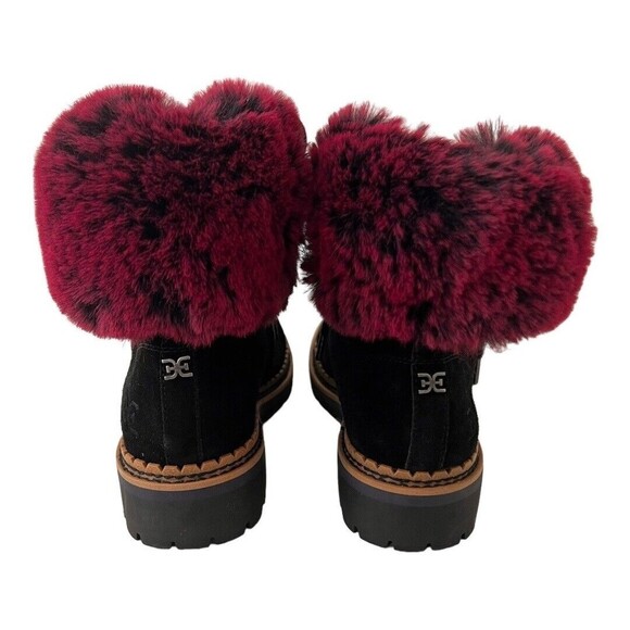 Sam Edelman 8 Bowen Black Suede Combat Fur Lined Lace Up Combat Hiker Boot - Picture 5 of 8